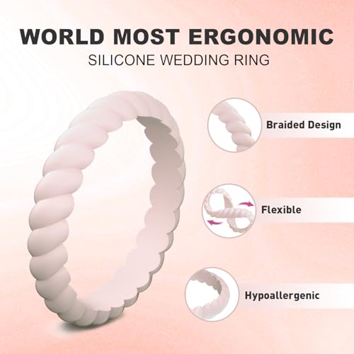Image of Egnaro Women's Silicone Anniversary Rings, 2.5mm Wide 1.8mm Thick Stackable Rubber Wedding Band, Thin Stylish Comfort Fit Silicone Ring for Nurse, Workout, Work, Pregnancy, Travel, Daily Gift