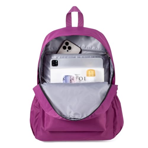 Image of AOTIAN Durable 17-Inch Water-Resistant Nylon Backpack - Lightweight Daypack for Men & Women, Perfect for Travel, Camping & Outdoor Adventures, Purple