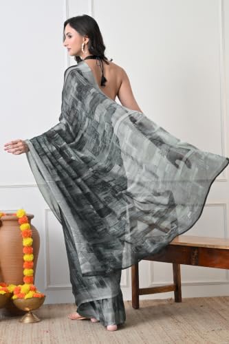 Image of MIRCHI FASHION Women Saree | Chiffon Batik Printed Breathable Regular Use Sari with Blouse