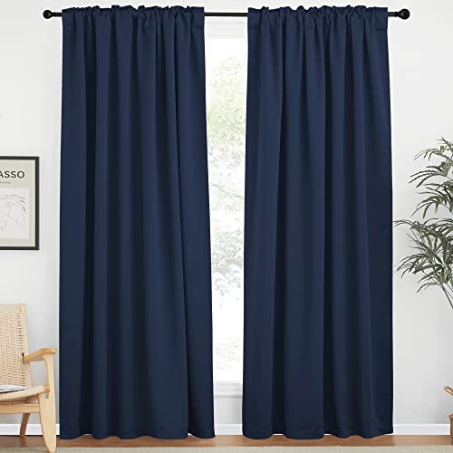 Nicetown Vertical Blinds Window Curtain Panels - (Navy Blue Color) 62 By 84 Inches, Set Of 2 Panels, Energy Saving Blackout Curtains For Hall Room #TOP1