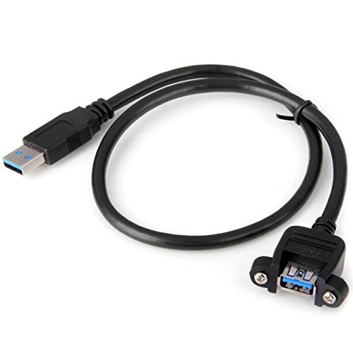 Tekit USB 3.0 Male to Female Extension Cable with Panel Mount Screws,USB 3.0 M/F USB 3.0 Extension Cable Wire Computer Host Panel Mount Screw USB Connector Adapter (3ft/0.8m)