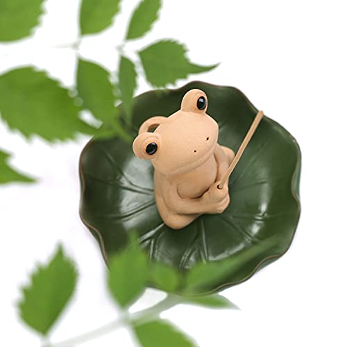 SOYO Incense Stick Burner Holder Handmade Ceramic, Frog Incense Burner, Lotus Incense Holder with 30 Incense Stick, Mini Cute Animal Statue Aromatherapy Ornament Home Decor - Thumbnail 6