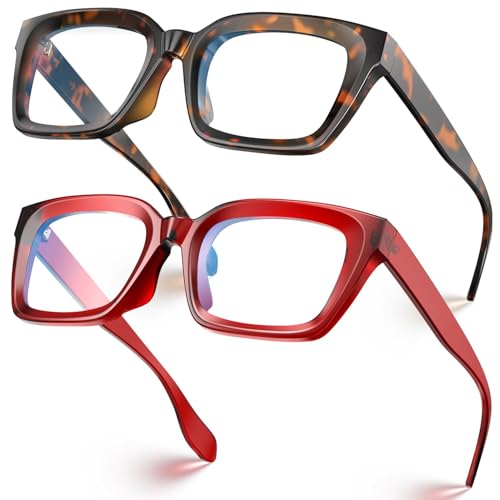 Image of VISOONE Chunky Square Anti Glare UV400 Blue Light Blocking Computer Glasses | 99% Digital Screen Filter Non-Prescription Clear Lens Thick Frame 32g Lightweight Eyewear Office for Men Women MONTANA