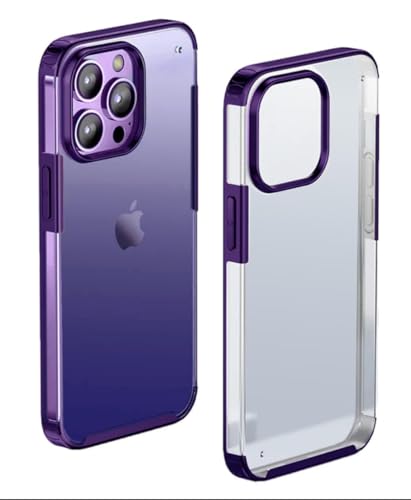 Image of mobistyle iPhone 14 Pro Polycarbonate Non Yellowing Translucent | Ultra Hybrid Drop and Camera Protection Back Cover Case for iPhone 14 Pro (Purple Side)