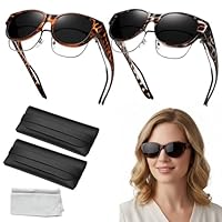 Sonnenbrille für Brillenträger, Sonnenbrille über Normale Brille, 6 Stück überbrille für Brillenträger Satz (mit 2 Lederetui und 2 Reinigungstuch), Überbrille für Autofahrer und Outdoor-Aktivitäten