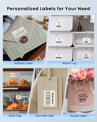 Label Makers, Label Maker Machine with Tape, Bluetooth Label Maker, Portable Thermal 2 Inch Label Printer for Small Business, Barcode, Address, Logo, Clothing, Sticker Printer for Phones & PC - Image 6