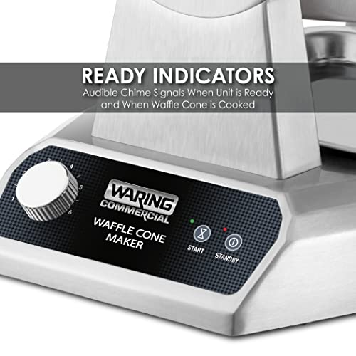 Waring Commercial Single Waffle Cone Maker, Heavy Duty Die Cast Housing, Non Stick Plates, Produces 60 Waffle Cones Per Hour, 120V, 1200W, 5-15 Phase Plug #TOP7
