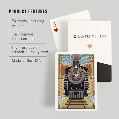 Baraja Steam Locomotive estilo Deco, 52 cartas póker miniatura 3