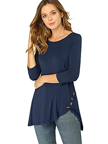 Tunique extensible avec boutons décoratifs et col rond noir XX-Large