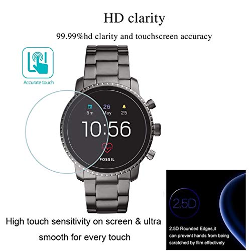 Youniker 3 Pack For Fossil Q Explorist Gen 4 Screen Protector Tempered Glass For Fossil Q Gen 4 Explorist HR Smart Watch Screen Protectors Foils Glass 9H 0.3MM Anti-Scratch No Bubble - Image 3