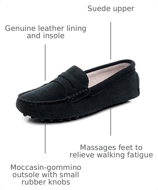 Image of ANUFER Women's Classic Suede Penny Loafers Comfort Handmade Slipper Moccasins