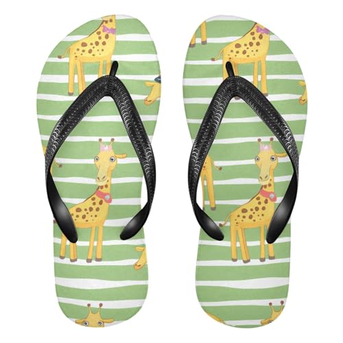 Giraffes Green Stripes Flip Flop Beach Summer Casual Sandal for Women & Men Shower Shoes 20861749