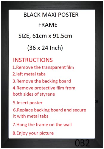 BLACK MAXI POSTER FRAME (Black, Size,61 cm x 91.5 cm (36 x 24))