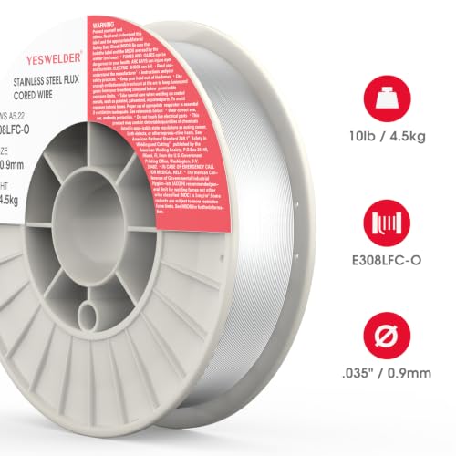 Image of YESWELDER Stainless Steel Flux Cored MIG Welding Wire, E308LFC-O .035-Diameter, 10-Pound, Strong ABS Plastic Spool Welding Wire