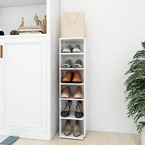 ARKEM Schuhschrank Weiß 27,5x27x102 cm Holzwerkstoff Schuhregal Schmal Geschlossen Schuhregal Flur