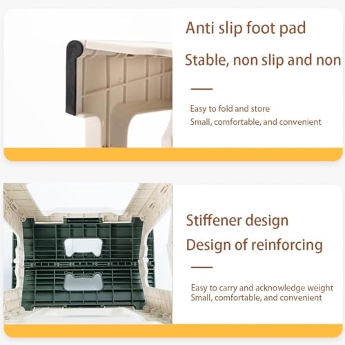 Image of 13 inch Folding Step Stool for Adults 330 lbs Capacity Non-Slip Step Stool with Handle Collapsible Foot Stools, Green Small Stepping Stool for Bathroom, Bedroom, Kitchen (Green)