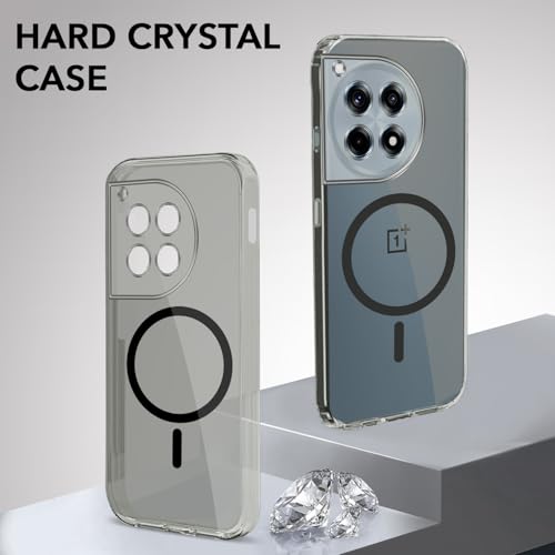 Image of Jkobi Lifetime Anti-Yellow MagSafe Compatible Clear Back Cover Case for OnePlus 12R 5G (Sleek Hard Crystal | Shockproof and Camera Protection)