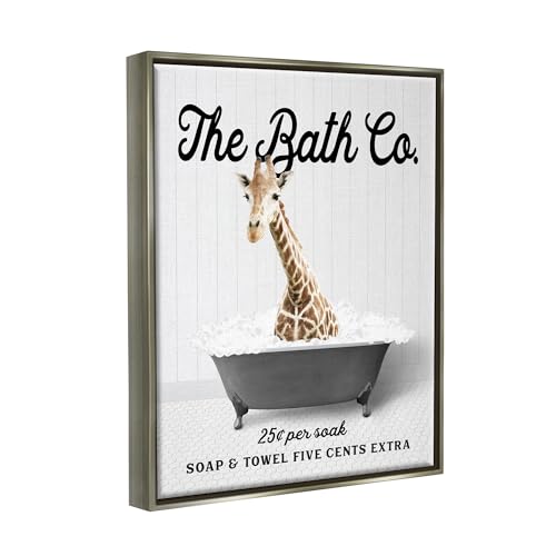 Image of Giraffe Vintage Bubble Bath Animal, 24 x 30 Inch Canvas in Floater Frame