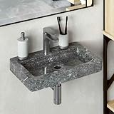 Este lavabo de pared de mármol desprende un encanto moderno y llamará la atención en tu cuarto de baño o aseo.