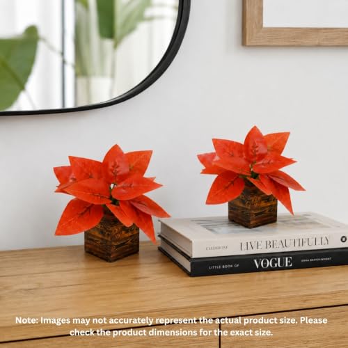 Image of DecoreBugs Artificial Real Touch Flower Plant with Pot (Pack of 2), 16 cm Height, Decorative Faux Floral Plant for Home, Office, Living Room, Bedroom, Table & Shelf Decor