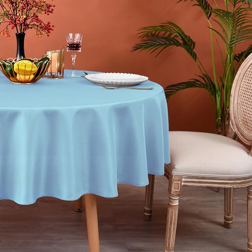 MEANMOY Baby Blue Round Tablecloth 120 Inch Water Resistant Table Cloth