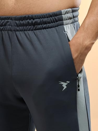 Image of TECHNOSPORT Men's Slim Fit Mid Rise Solid Trackpant with Techno Dry for Gym, Workout & Sports