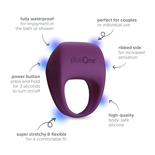 plusOne-Vibrating-Ring-for-Couples-or-Individuals-Body-Safe-Silicone-Waterproof-USB-Rechargeable-Massager-with-10-Vibration-Settings-Purple