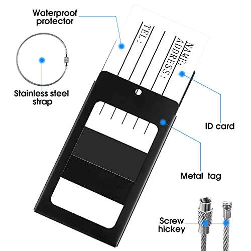 8 Pieces Luggage Tags Business Card Holder Aluminium Metal Travel Id Bag Tag For Travel Luggage Baggage Identifier (Silver, Black) #TOP1