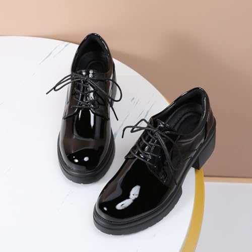Platform Oxfords for Women Chunky Oxford Heels Women's Pumps Lace Up Shoes Office Work Ladies Casual Business Dress Shoes - Image 6