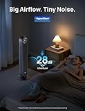 Dreo Smart Tower Fan, 28dB Silent Standing Fans for Bedroom, 25ft/s Velocity Electric Cooling Fan, 90° Oscillating Floor Bladeless Fans, Wifi/Alexa Remote Control, 4 Speeds/4Modes/8H Timer, Black - Image 3