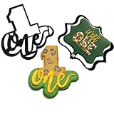 NUMBER ONE COOKIE CUTTER WITH PLAQUE One Year Baby Toddler Birthday Number With Word and Decorative Plaque Cookie Cutters (2 Pack)