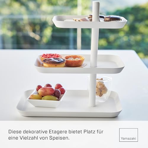 Yamazaki 4280 TOWER 3-stöckige Etagere, weiß, Stahl, minimalistisch, 24.7 x 15.7 x 25.7 cm