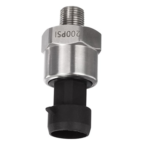 AUTEX 200 Psi Pressure Transducer Sender Sensor with Connector Harness 1/8”-27 NPT Thread Stainless Steel Fuel Pressure Sensors Compatible with Oil Fuel Air Water Diesel Gas