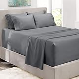 Hearth & Harbor Bed Sheets, Luxury Soft 6 Piece Bed Sheet Set Extra Deep Pocket Fitted Sheets Fits Mattress up to 21', Double Brushed Bedding Sheets & Pillowcases, King, Frost Gray