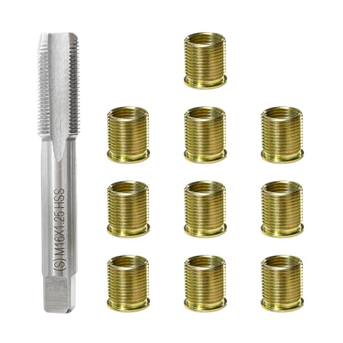 SHMZK 11 PCS Spark Plug Thread Repair Kit M141.25 Inserts and M161.25 Tap Spark Plug Rethreading Set Stainless Steel Thread Repair Tool Kit for Automotive Gasoline Engines Generators