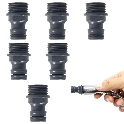 6 Stück Gartenschlauch Schnellkupplung, 1/2 Zoll Schlauchanschluss, G1/2 Außengewinde Schnellkupplung Nippel für Wasserhahn Adapter Gartenschlauch, ABS-Kunststoff