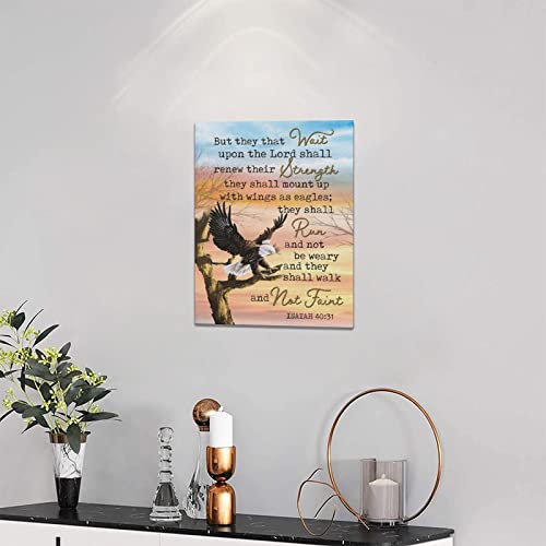 American Bald Eagle Wall Art Religious Scripture Bible Verse Wall Decor Christian Eagle Picture Canvas Prints Framed Modern Patriotic Concept Painting Artwork For Bedroom Living Room Office 12"X16" #TOP4