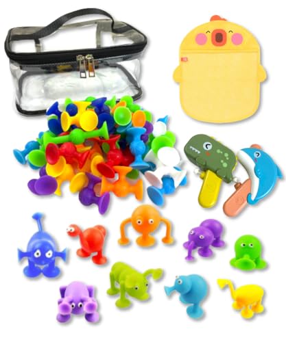 ぺたぽん 吸盤おもちゃ お風呂が楽しくなるセット ブロックピース 52ピース アニマル 水鉄砲 2本 可愛い お風呂ネット付き 壁にも付けれる新感覚ブロック 知育玩具 ブロック 吸盤 バストイ 指先 つみき 積み木 スクイーズ玩具 スクイーズ おもちゃ