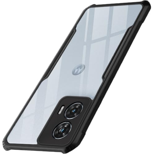 Image of TheGiftKart Shockproof Crystal Clear Back Cover Case for Motorola Moto Edge 50 Fusion /Moto G96 5G | 360 Degree Protection | Protective Design | Transparent Back Case Cover (PC & TPU, Black Bumper)