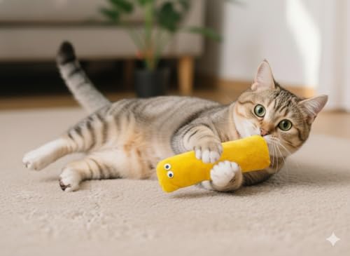 Image of Kipenzi Cat Kicker Plush Toy Set for Cats & Kittens | Soft, Colorful & Lightweight Toys with Catnip fillable Pocket | Non-Squeaky, Fun Indoor Play | Pack of 3 (Colors May Vary)