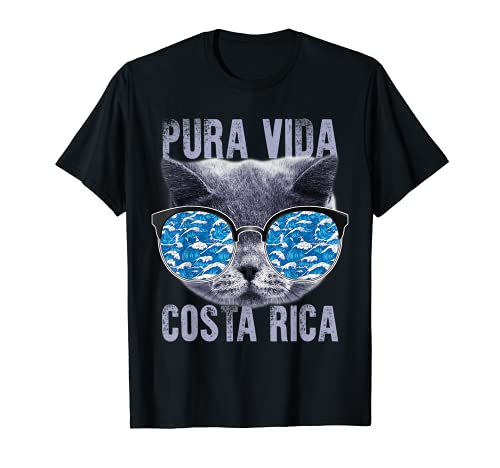 Pura Vida Costa Rica Cat Occhiali da sole Gattino Vacanza Estiva Maglietta