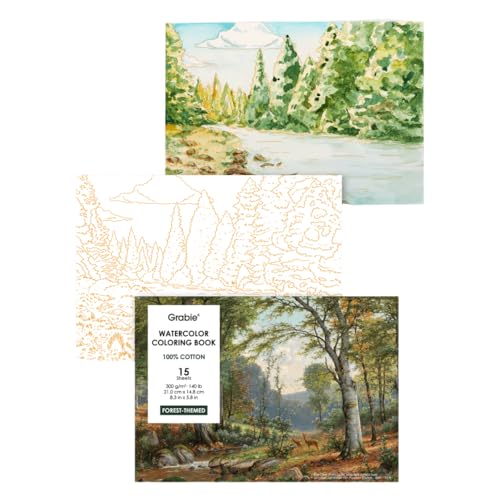 Livre de coloriage aquarelle Grabie en papier coton A5 forêt pour peinture adultes