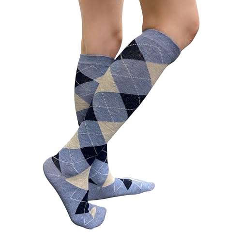 Image of Couver Women's Argyle Knee High Socks - Soft Acrylic Over the Calf Tube Style Socks for Casual Athletic - One Size