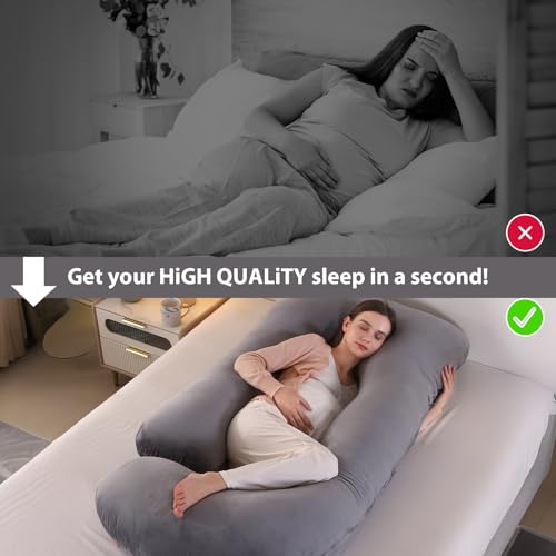 Image of Victostar Pregnancy Pillow,57 inches U Shaped Maternity Pillow with Removable Cover Full Body Pillow Support for Back, HIPS, Legs, Belly