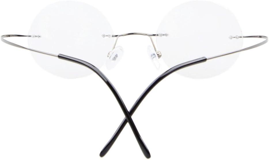 Eyekepper Titanium Rimless Round Eyeglasses 43mm Circle Optical Frame Gunmetal