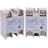 TWTADE 2PCS SSR-25 DA 25A 3-32V DC / 24-480V AC SSR Single Phase Solid State Relay
