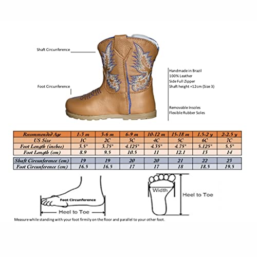 King USA Texas Real leather Western Boots - Infant Toddler Boys Girls Cowboy Cowgirl Zipper Boots with Rubber Soles2
