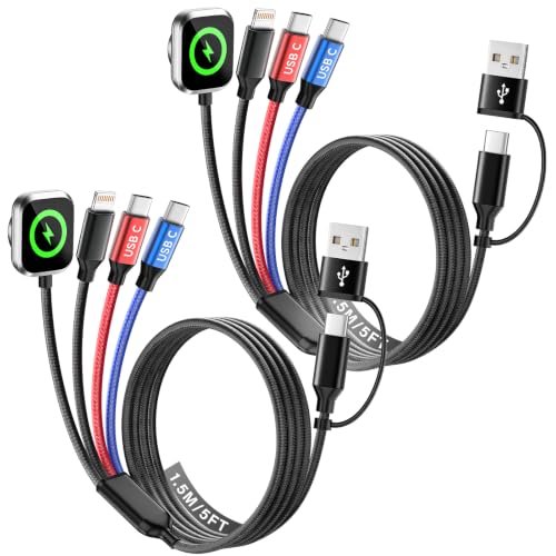 Image of Travel Essentials 4-in-2 Multi Charging Cable for Apple Watch Charger, 5FT