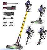 MONSGA MV3 Cordless Vacuum Cleaner, 45KPa/550W/50Mins Stick Vacuum for Home, Anti-Tangled Vacuum Cleaner with Detachable Battery, LED Display, Lightweight Handheld Vacuum for Pet Hair/Carpet/Floor