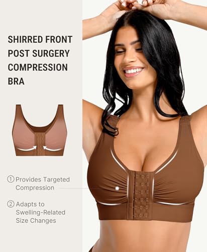Image of FeelinGirl Post Surgery Compression Bra for Women's Front Closure Bra with Adjustable Straps Wirefree